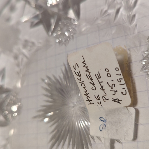 Hawkes Ice Cream Plate circa 1910 glass crystal dessert antique star pattern - Picture 7 of 7